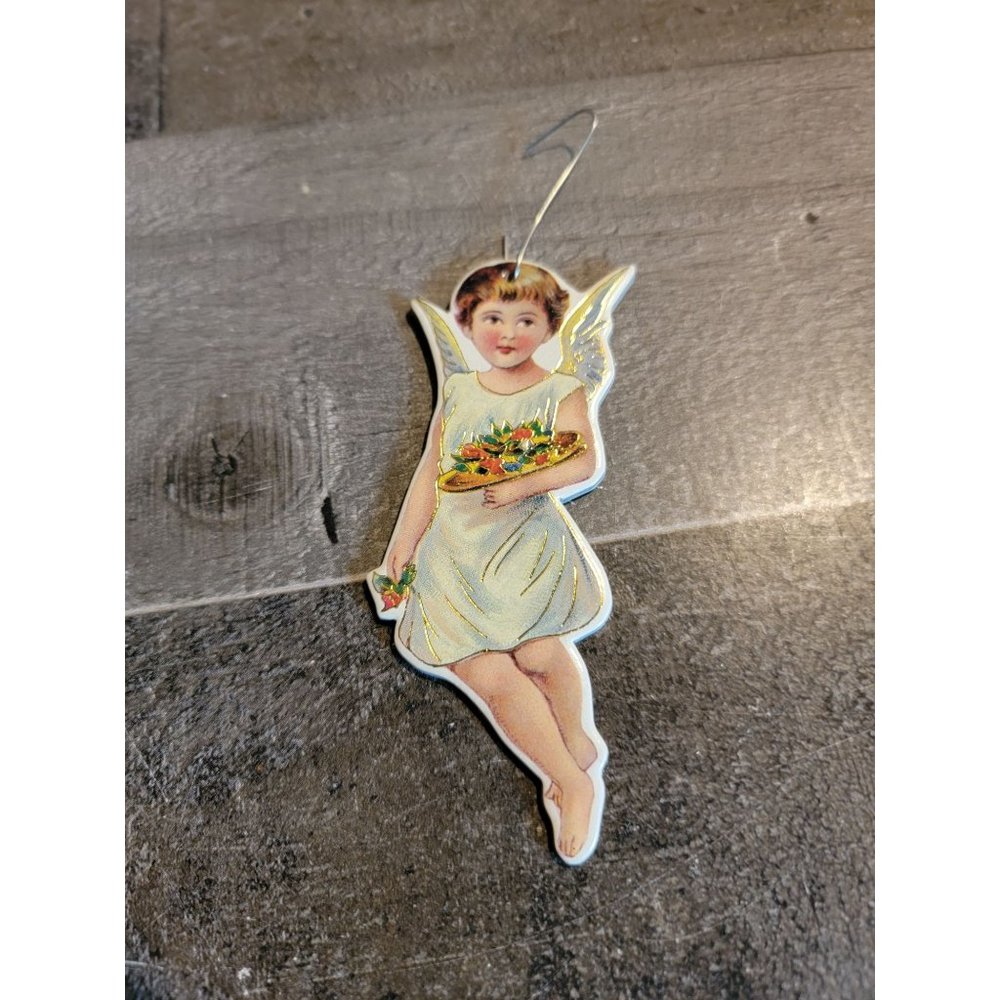 Angel cherub 1993 floral ornament xmas